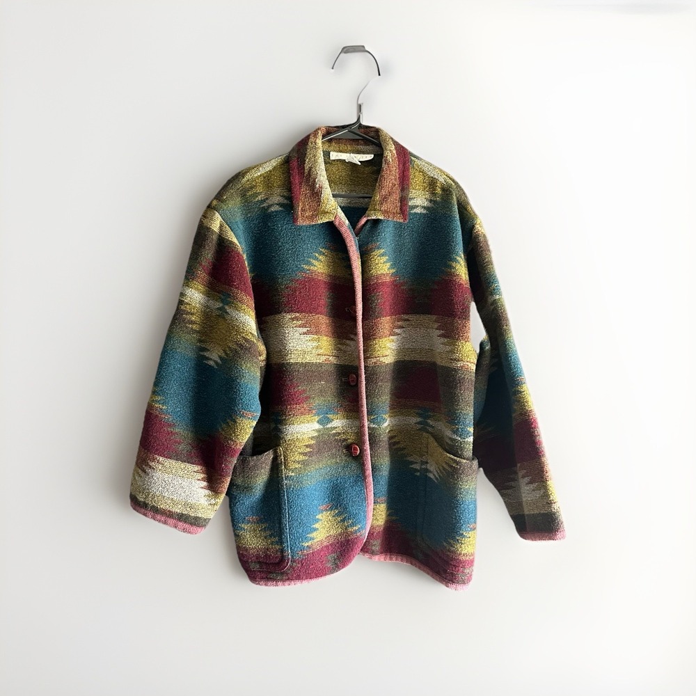 Vintage The Limited Southwestern Aztec Wool Blend Jacket M/L Korea Boho Ranch